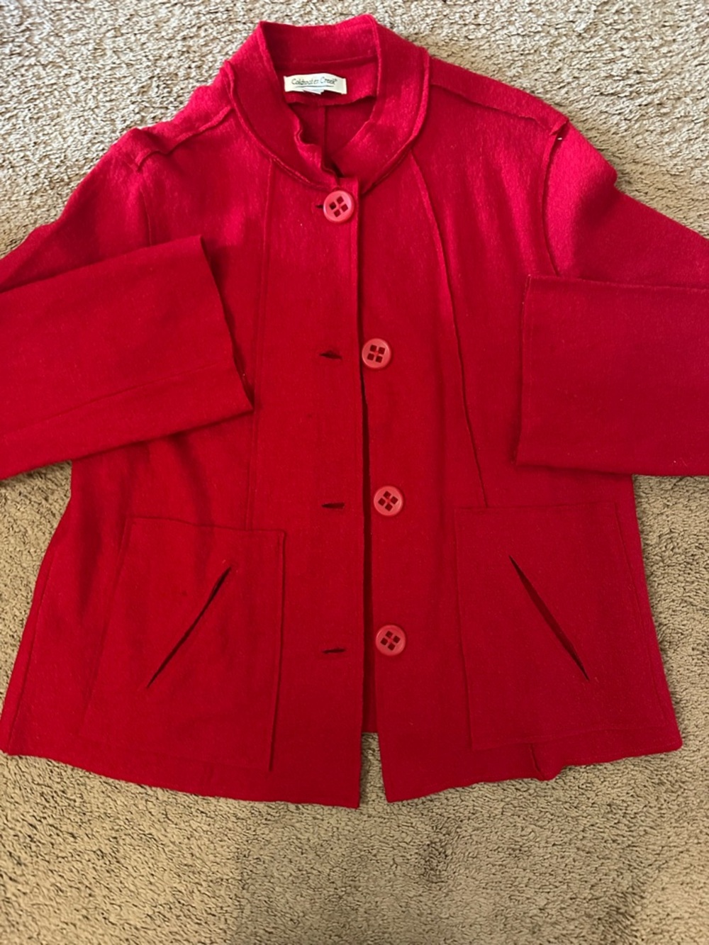 Coldwater Creek Women’s Red Wool Rayon Blend Button Up Cardigan Jacket Size M